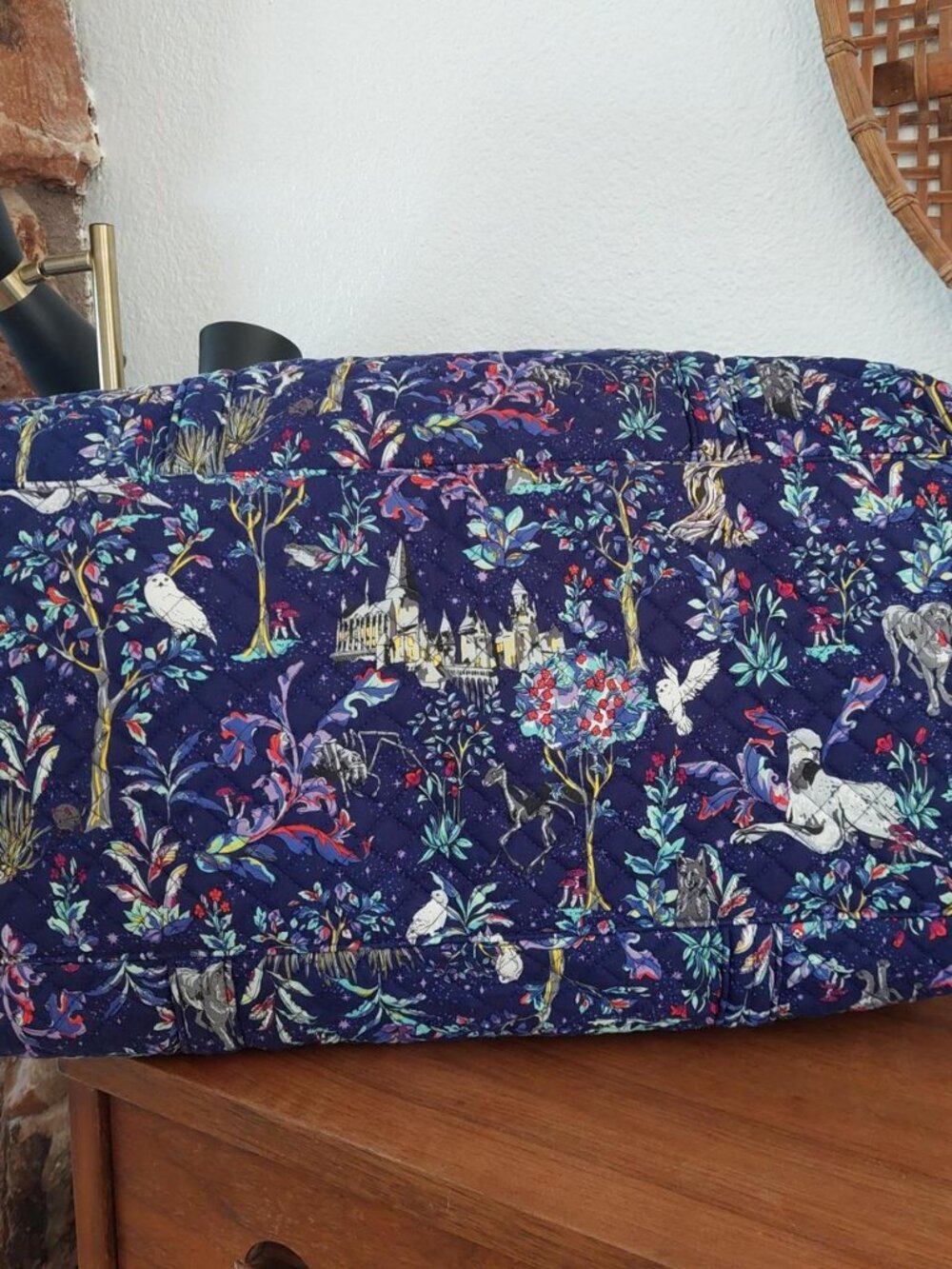 Vera Bradley Harry Potter forbidden forest Duffle Bag with white birds, trees, a - Picture 8 of 10